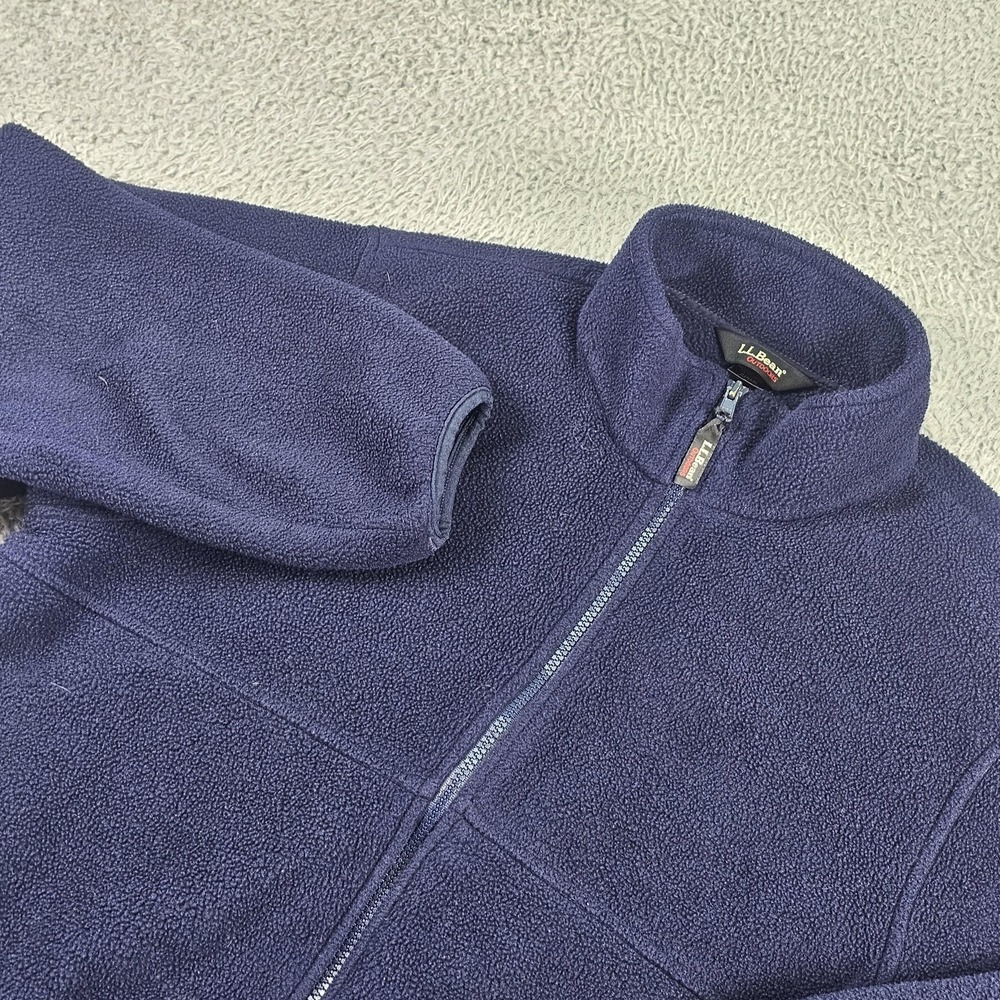 L.L.Bean Fleece Jacket Womens Large Blue Full Zip Pockets Made USA Outdoors